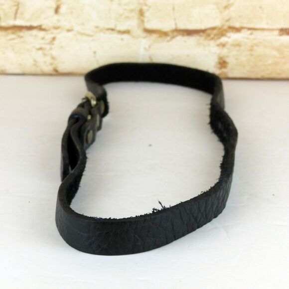 Black Pebbled Genuine Leather Grommet Belt Size 34 Narrow Punk Goth Y2K Rock Emo main image 6